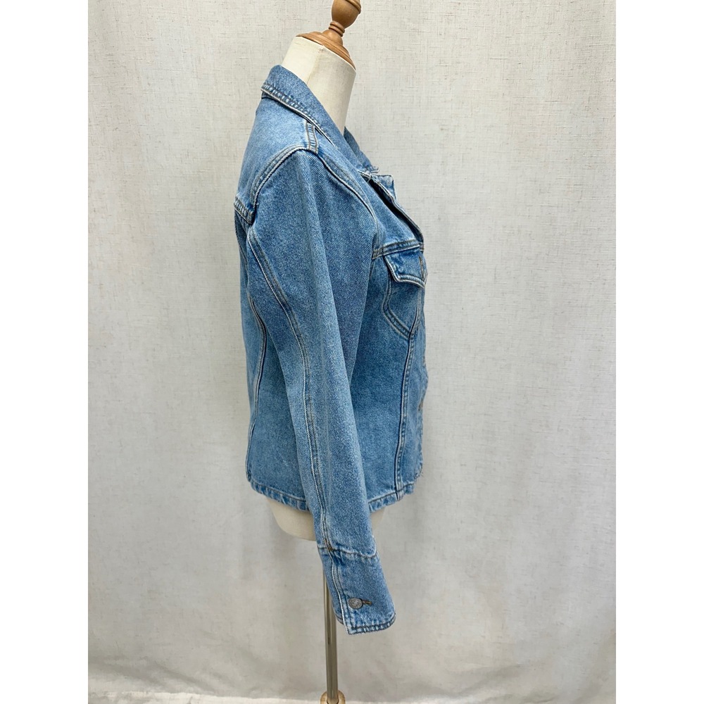 Moda International 90s Vintage  Cotton Blue Denim Shirt Jacket Small Tailored‎ - Picture 6 of 16